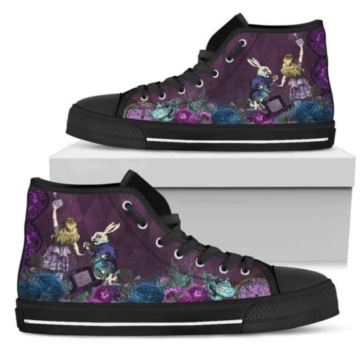 Alice In Wonderland Gothic Hi Tops, FREE Shipping - Image 2