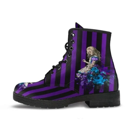Alice In Wonderland Purple Stripe Boots, FREE Shipping - Image 4
