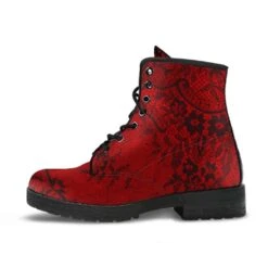 Red + Black Gothic Lace Print Vegan Boots, FREE Shipping -Vintage Veil Clothing Store 10230 0 0x2 1024x1024 2x 5de26e4f fa44 4c23 98d9 9b271b651a07