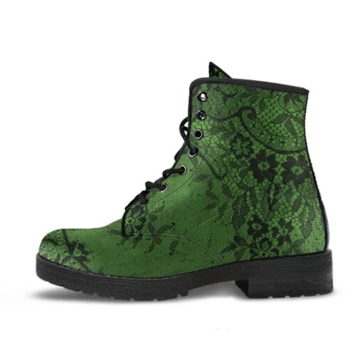 Green Black Lace, Vegan Boots, FREE Shipping - Image 5