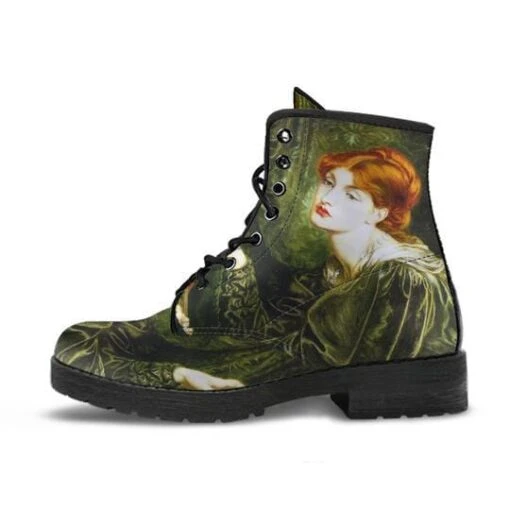 Pre-Raphaelite Green Vegan Boots, FREE Shipping - Image 5