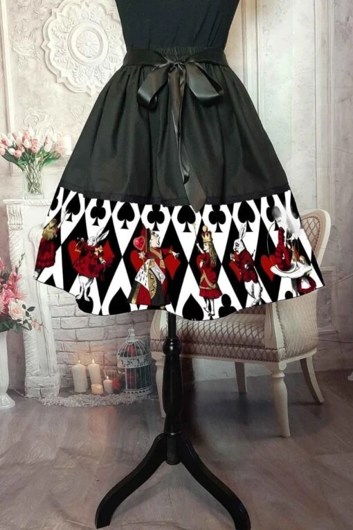 Queen Of Hearts Playing Cards Mid Length Skirt - Image 2