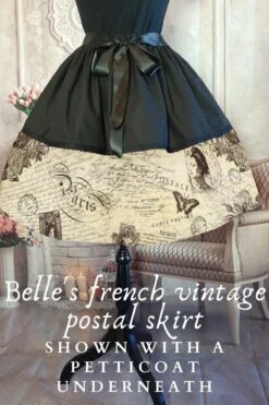 Belle's French Vintage Postal Skirt, Pre-order