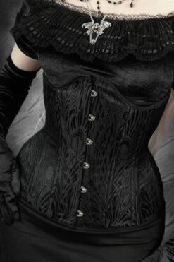 Black Peacock Corset (long Line), 22"