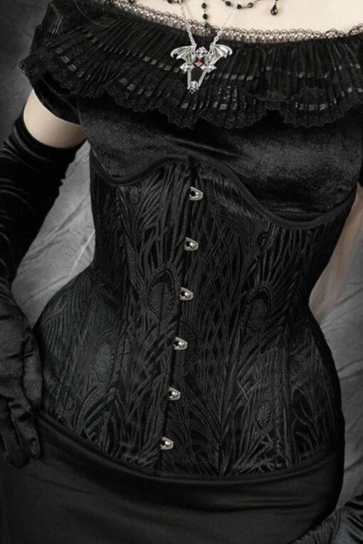 Black Peacock Corset (long Line), 22"