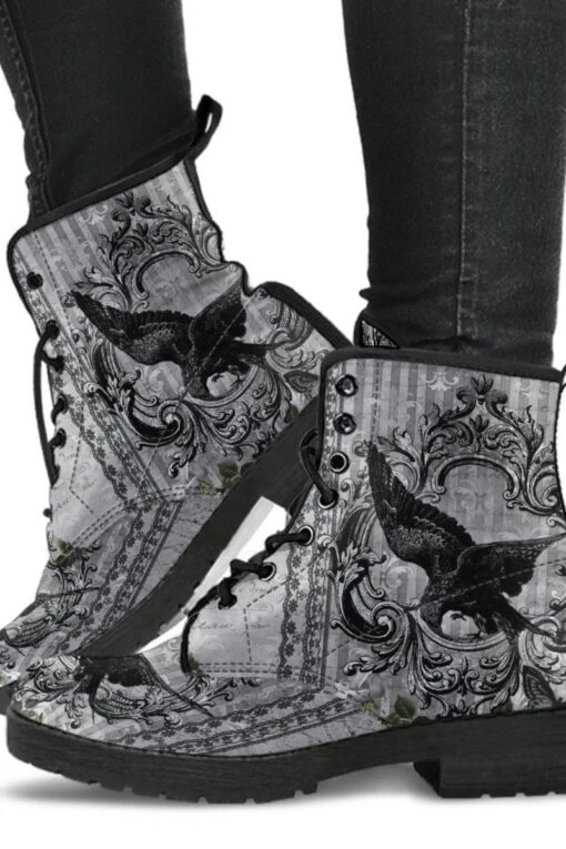 RAVEN Gothic Grey, Vegan Women's Boots, FREE Shipping