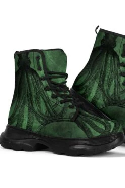 Deep Sea Green Kraken Chunky Boots, FREE Shipping