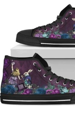 Alice In Wonderland Gothic Hi Tops, FREE Shipping