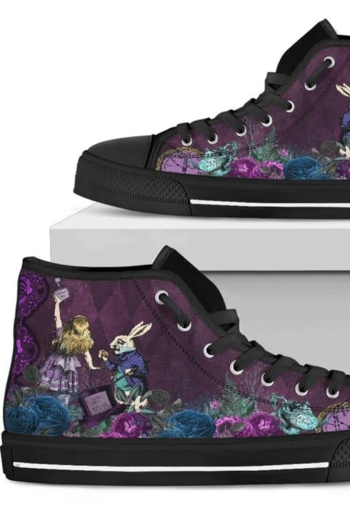 Alice In Wonderland Gothic Hi Tops, FREE Shipping