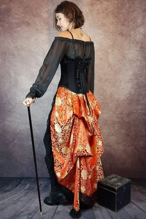 Golden Red Victorian Bustle Skirt - Image 2