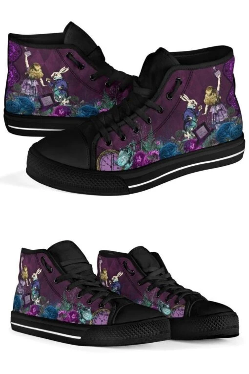 Alice In Wonderland Gothic Hi Tops, FREE Shipping - Image 4
