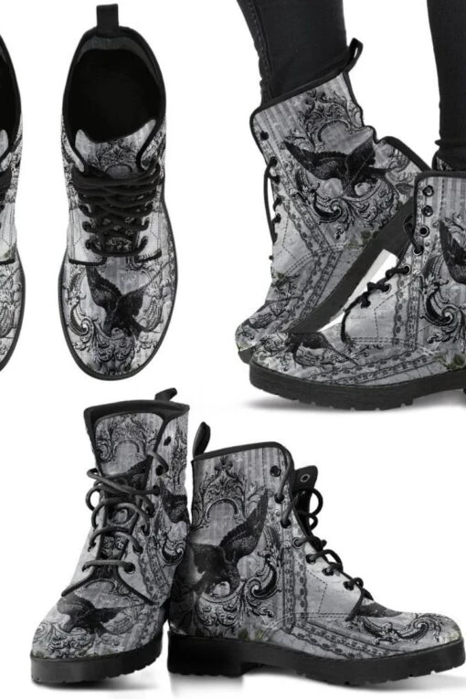 RAVEN Gothic Grey, Vegan Women's Boots, FREE Shipping - Image 2