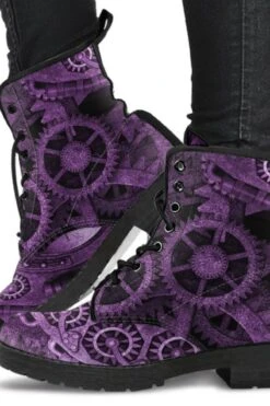 Purple Steampunk Men's Vegan Boots, FREE Shipping