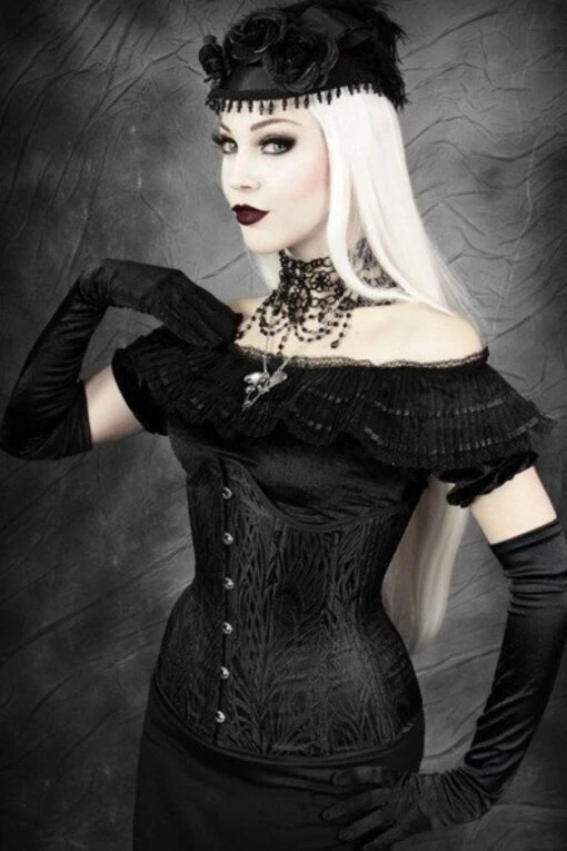 Black Peacock Corset (long Line), 22" - Image 2