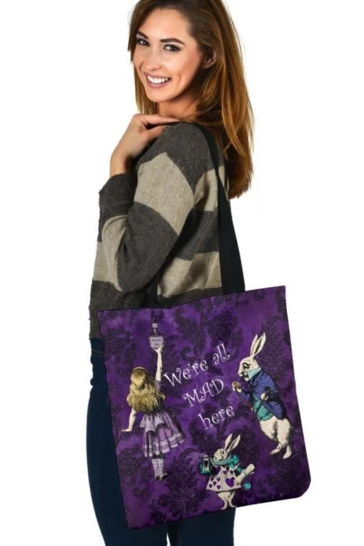 White Rabbit We're All Mad Here - Cloth Tote Bag - Image 2