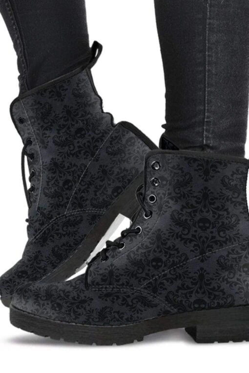 Men's Gothic Renaissance Skull Print Boots, FREE Shipping
