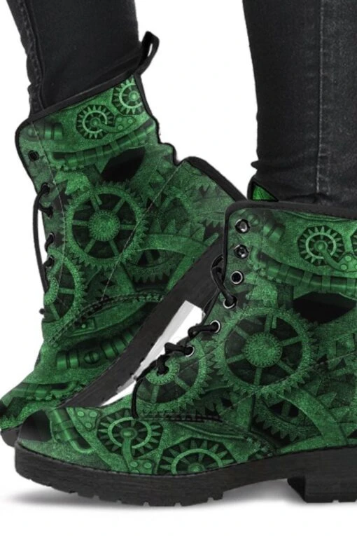 Green Steampunk, Vegan Women's Boots, FREE Shipping