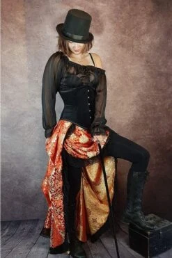 Golden Red Victorian Bustle Skirt