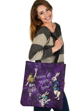White Rabbit We're All Mad Here - Cloth Tote Bag
