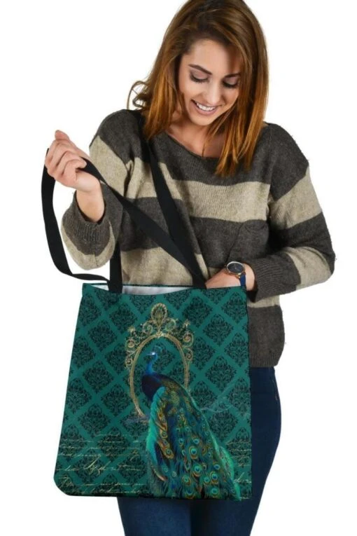 Jewelled Peacock - Cloth Tote Bag - Image 3