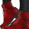 Red + Black Gothic Lace Print Vegan Boots, FREE Shipping -Vintage Veil Clothing Store 3 e6330333 ff7d 4fdf aec2 88868f41e2d0