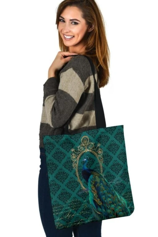 Jewelled Peacock - Cloth Tote Bag - Image 4