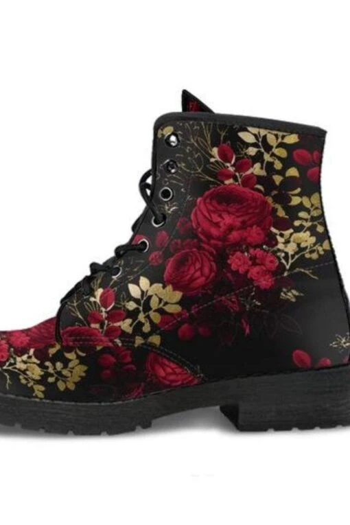 Red Roses Vegan Boots, FREE Shipping - Image 2