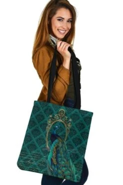 Jewelled Peacock - Cloth Tote Bag -Vintage Veil Clothing Store 5 f7af99f8 2d06 4c3d a060 d97cfdb9cce8