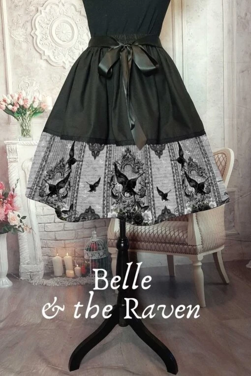 Gothic Raven Mid Length Skirt - Image 2
