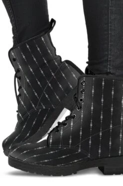 Gothic Pinstripe, Vegan Boots, FREE SHIPPING