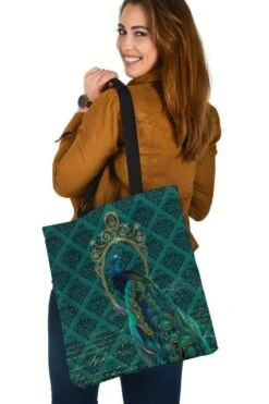 Jewelled Peacock - Cloth Tote Bag -Vintage Veil Clothing Store 7 9d612931 0301 495b b4b2 3b2b641dbd32