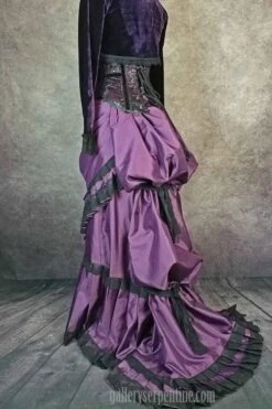 Amethyst Victorian Skirt -Vintage Veil Clothing Store 800gothicvictoriansteampunkvictorianskirtshowingcascadebustle