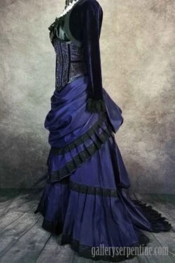 Midnight Blue Gothic Victorian Skirt, Made To Order -Vintage Veil Clothing Store 800x1200deepblue1880svictorianbustleskirtgothic