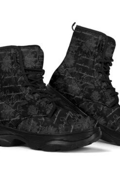 Gothic French Script Chunky Boots, FREE Shipping