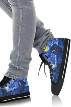 Tardis On A Starry Night Men's Hi Tops, FREE Shipping