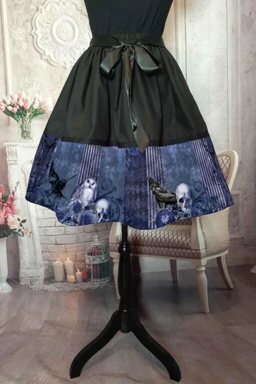Gothic Blue Memento Mid Length Skirt - Image 2