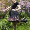 Red Gold Alice In Wonderland Mid Length Skirt -Vintage Veil Clothing Store AleseWatsonFlorenciaInfernoBelleAliceskirtside