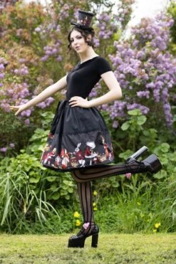 Red Gold Alice In Wonderland Mid Length Skirt