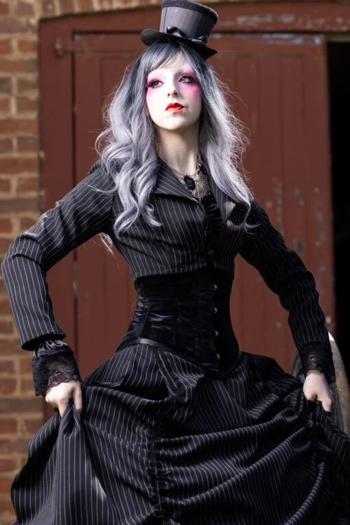 Pinstripe Victorian Wedding Dress - Image 2