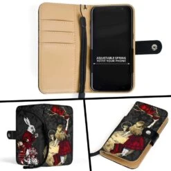Alice In Wonderland Phone Wallet -Vintage Veil Clothing Store AliceinWonderlandRedGoldPW832