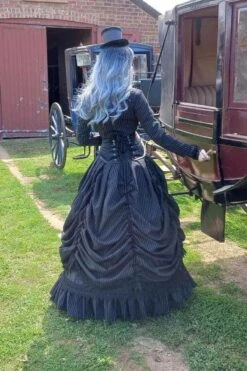 Pinstripe Victorian Wedding Dress -Vintage Veil Clothing Store Annettebackofvictorianpinstripeweddingdress