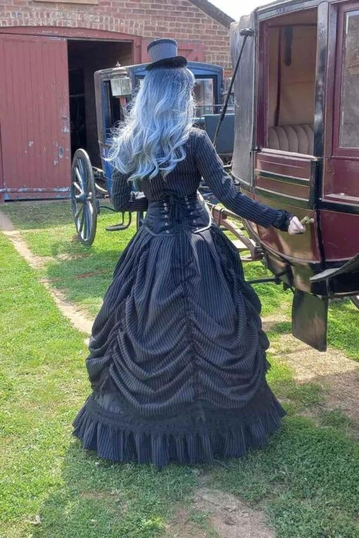 Pinstripe Victorian Wedding Dress - Image 6