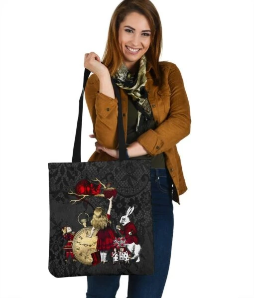 Gothic Lace Alice In Wonderland - Handy Tote Bag - Image 6