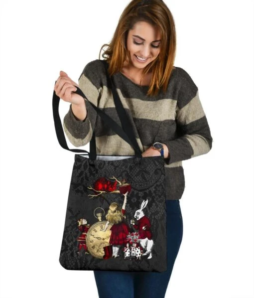 Gothic Lace Alice In Wonderland - Handy Tote Bag - Image 5