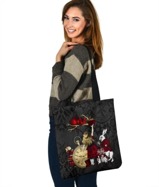Gothic Lace Alice In Wonderland - Handy Tote Bag - Image 2