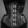 Beautifully Fierce -Black Faux Leather Clasp Corset, 20", 22"