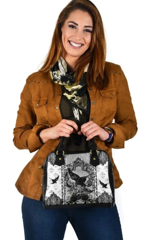 Black & White Raven Gothic Handbag - Image 3