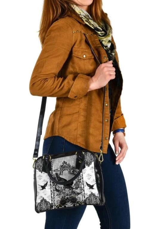 Black & White Raven Gothic Handbag - Image 4
