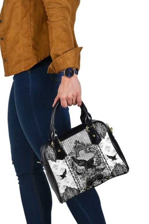 Black & White Raven Gothic Handbag - Image 5