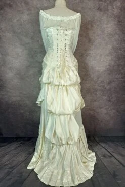 Ivory Victorian Wedding Dress -Vintage Veil Clothing Store Bridal BERTIE back with top